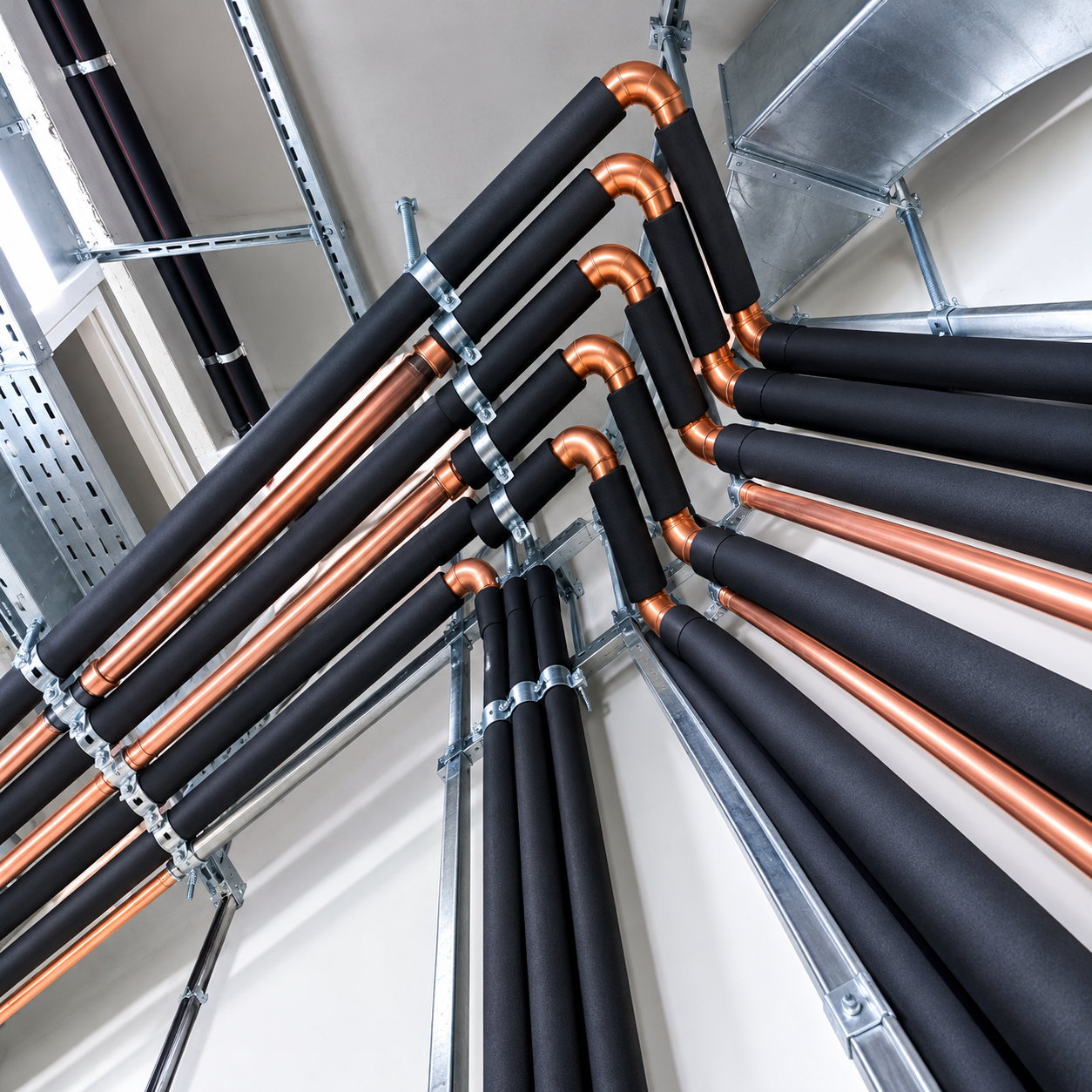 Ducted AC copper pipe fitting and concealed refrigerant piping services in Guldher, Ghaziabad